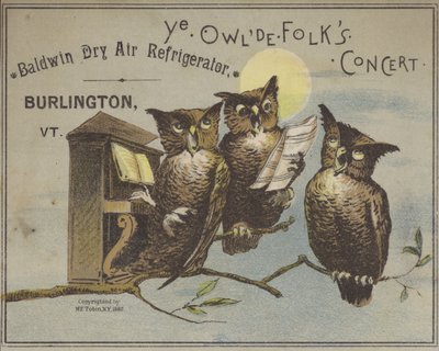 Três corujas a cantar (cromolitho) de American School
