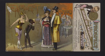 Bilhete e cupão para o grande baile de máscaras da Prospect Association na Academy of Music, Tammany Hall e Nilsson Hall, Nova Iorque (cromolitografia) de American School
