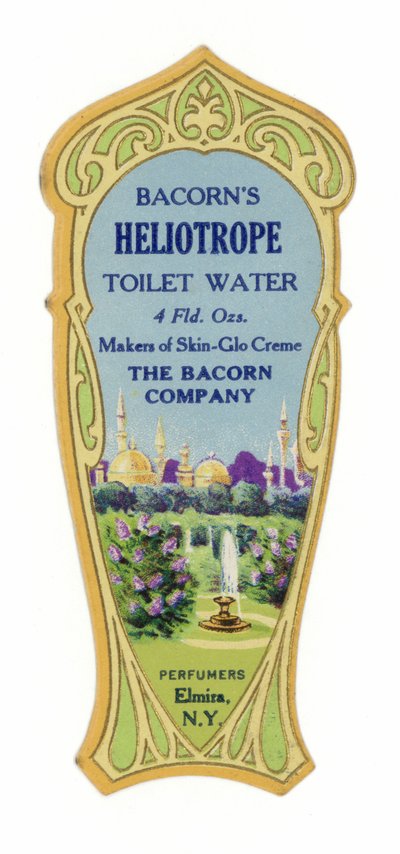Rótulo de água de toalete, heliotrópio de American School