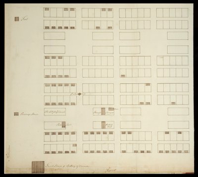 Town Plan of Savannah, c.1733 (caneta e tinta sobre papel) de American School