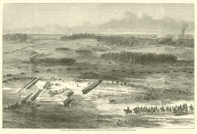 União e Confederado trabalha a sudoeste de Petersburgo, a partir da estação de sinalização, em março de 1865 de American School
