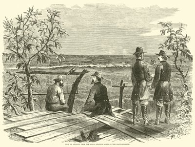 Vista, de, atlanta, de, a, estação sinal, norte, de, a, Chattahoochee, julho, 1864 de American School