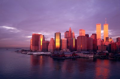 Vista, para, a, distrito financeiro, através, a, rio oriental de American School