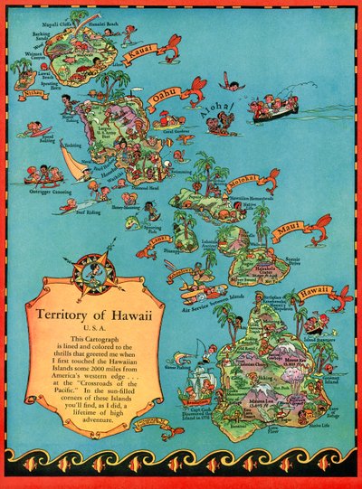 Mapa Turístico Vintage do Havai de American School