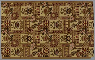 Papel de parede, padrão, ca. 1885. Papel impresso de American School