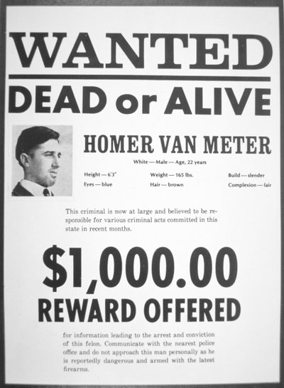 Cartaz de procura para Homer van Meter (papel de jornal) de American School