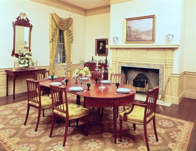 Salão branco sala de jantar, perto de Charleston Carolina do Sul, 1818 de American School