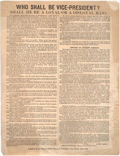 Quem será o vice-presidente George Pendleton vs Andrew Johnson (eleição de 1864), 1864 de American School