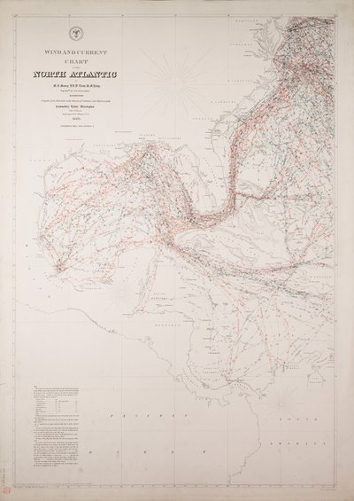 Carta de ventos e correntes do Atlântico Norte de American School