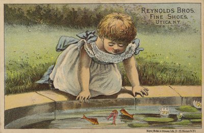 Menina jovem, olhar, peixe, em, lagoa de American School