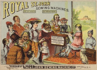 Menina jovem, trabalhando, um, máquina de costura de American School