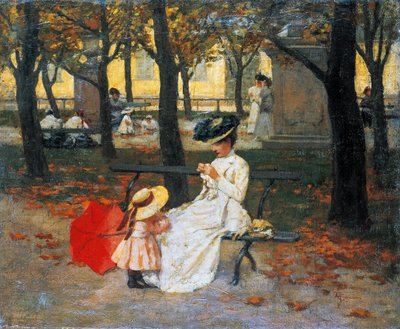 Os jardins públicos, por Amerigo Cagnoni (1853-1923), óleo sobre tela, 49x60,5 cm de Amerino Cagnoni
