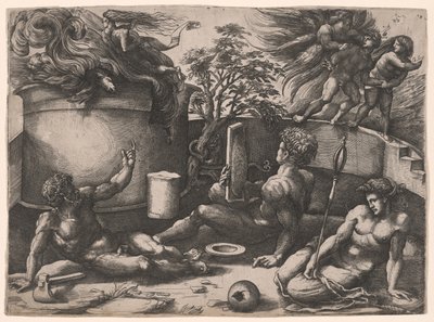 Uma alegoria sobre a expulsão do Paraíso e o sacrifício de Abel de Amico Aspertini