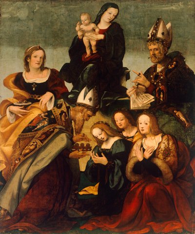 Madona com Criança e Santos Gregório o Grande (pintura) de Amico Aspertini