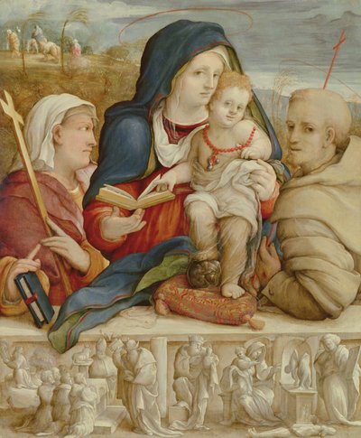 Virgem e Menino com Santa Helena e São Francisco (óleo sobre painel) de Amico Aspertini