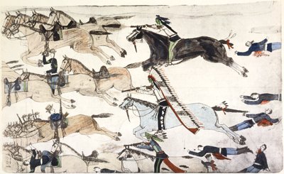 Batalha de Little Bighorn, Montana, EUA, 25-26 de junho de 1876 c1900 de Amos Bad Heart Buffalo