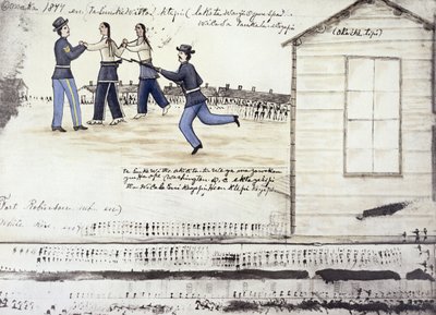 A morte de Crazy Horse (c.1842-77) em 1877, Fort Robinson, Nebraska (tinta no papel) de Amos Bad Heart Buffalo