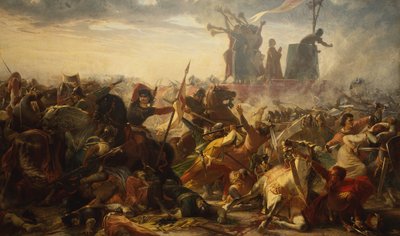 Batalha de Legnano, 29 de Maio 1176, c.1860 (óleo sobre tela) de Amos Cassioli