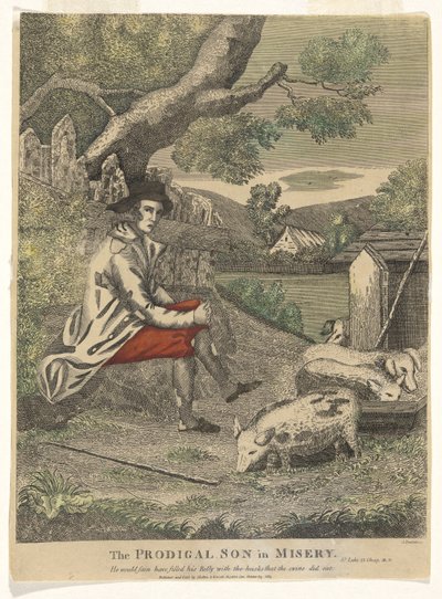 O Filho Pródigo na Miséria (Ele teria desmaiado com as cascas que os porcos comiam - S. Lucas 15 Cap 16v) de Amos Doolittle