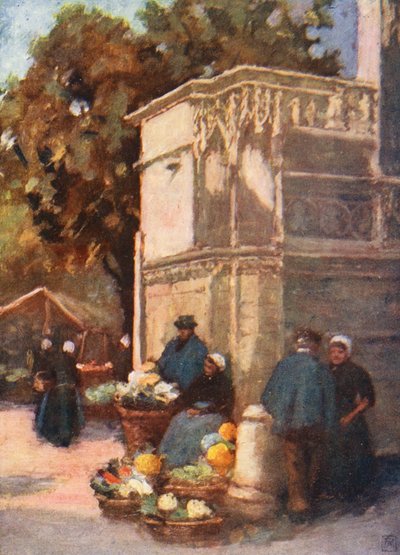 Fonte Luís XII, Blois (litografia a cores) de Amy B. Atkinson