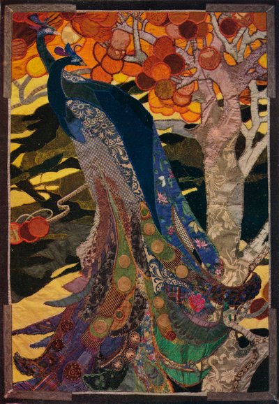 Painel de pavão em retalhos, c1920 de Amy Sawyer