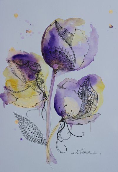 Flores elegantes desenhadas em aquarela de Amy Tieman