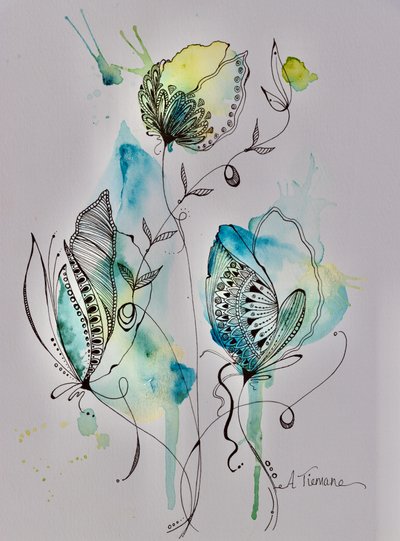 Rabiscos florais etéreos de Amy Tieman