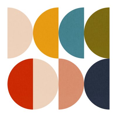 Jogo de cores geométricas do estilo Mid-Century de Ana Rut Bre