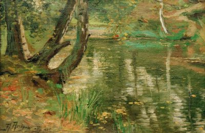 Paisagem verão rio com árvores de Anatolij Fedorovich Andronov
