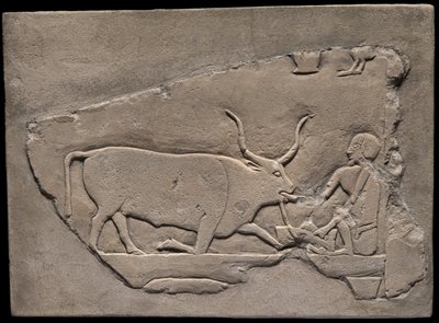 Fragmento de parede de um túmulo representando um pastor de Ancient Egyptian