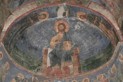 Cristo Entronizado Salvador do Mundo, século XII de Ancient Russian frescos