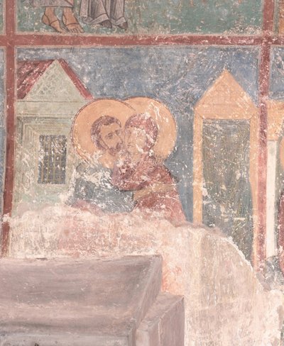 Encontro dos Santos Joachim e Anne no Golden Gate, século XII de Ancient Russian frescos