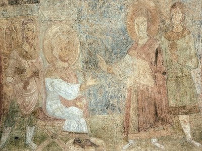 São Jorge diante do Imperador Diokletian de Ancient Russian frescos