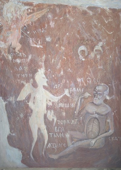 O homem rico em fogo de geena, 1313 de Ancient Russian frescos