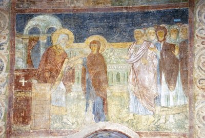A Virgem Recebendo o Roxo e Cochonilha de Ancient Russian frescos