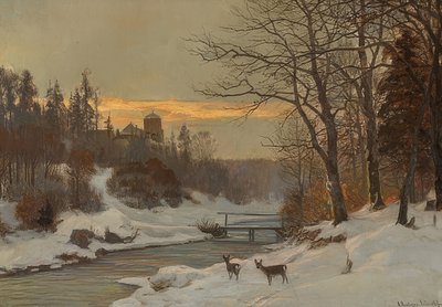 Paisagem invernal do ribeiro de Anders Andersen Lundby