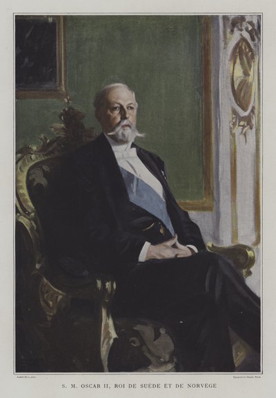 Oscar II, Rei da Suécia e da Noruega (cor litho) de Anders Leonard (after) Zorn