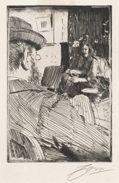 Albert Besnard e seu modelo, 1896. de Anders Leonard Zorn