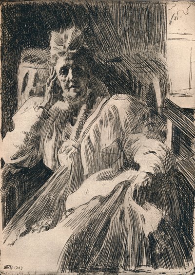 Uma gravura da rainha Dowagger da Suécia, c1909 de Anders Leonard Zorn