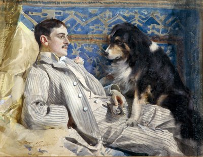 Clarence Barker (mort en 1896 - pianiste et compositeur americain) - par Zorn, Anders Leonard (1860-1920). Aguarela sobre papel, tamanho : 35x46 de Anders Leonard Zorn