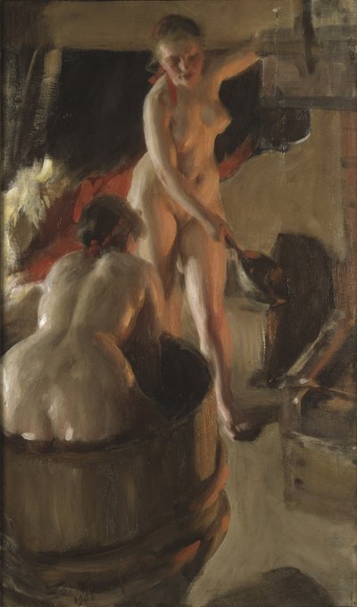Meninas de Dalarna tendo um banho, 1908 de Anders Leonard Zorn