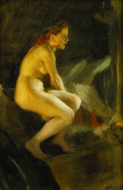 Em cima da cama; Pa Sangkanten, 1910 de Anders Leonard Zorn