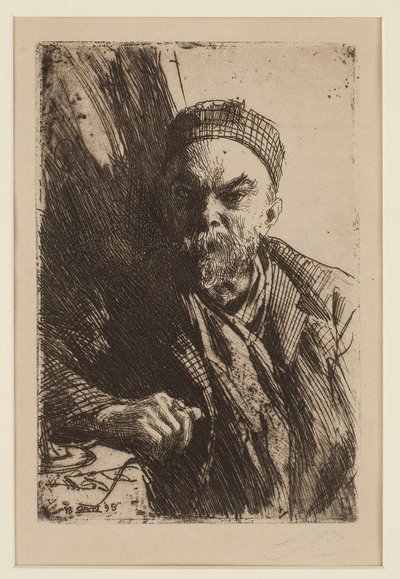Retrato do poeta Paul Verlaine (1844-1896) - Zorn, Anders Leonard (1860-1920) - 1895 - Etching - 23,7x16 - Coleção Particular de Anders Leonard Zorn
