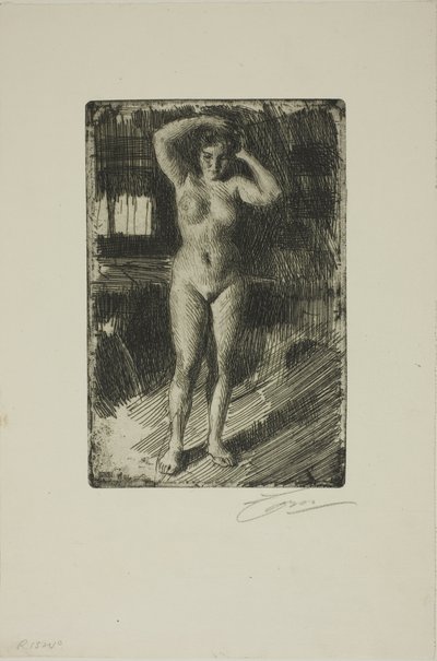 Anna arrumando o cabelo de Anders Leonard Zorn