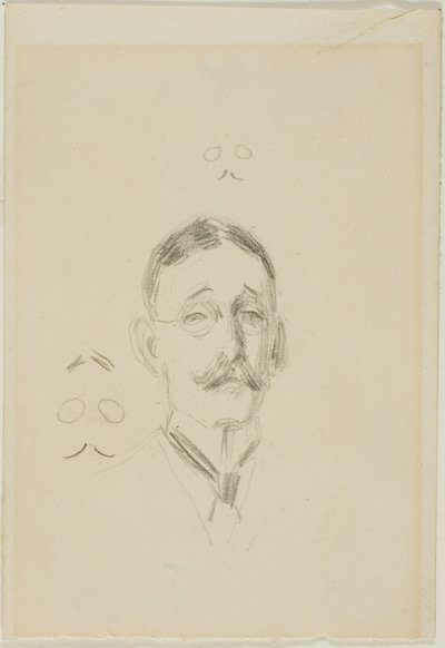 Cabeça de um homem de óculos com dois esboços de Anders Zorn
