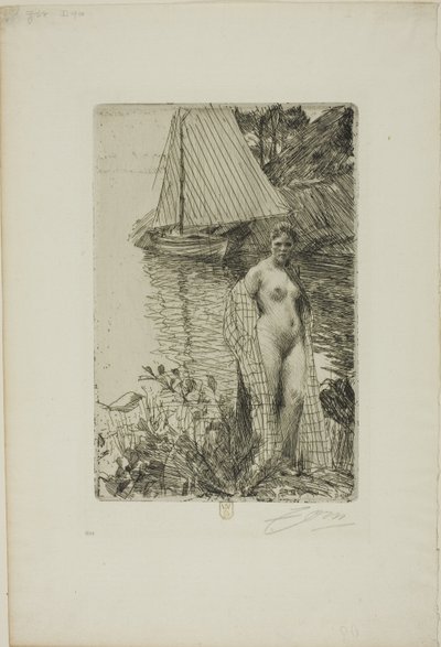 Meu modelo e meu barco de Anders Leonard Zorn