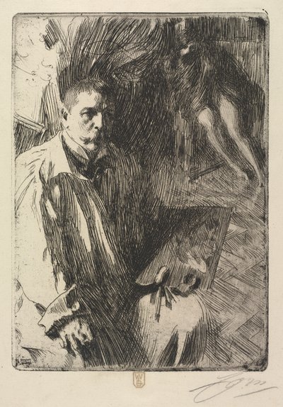 Retrato do artista e seu modelo de Anders Leonard Zorn