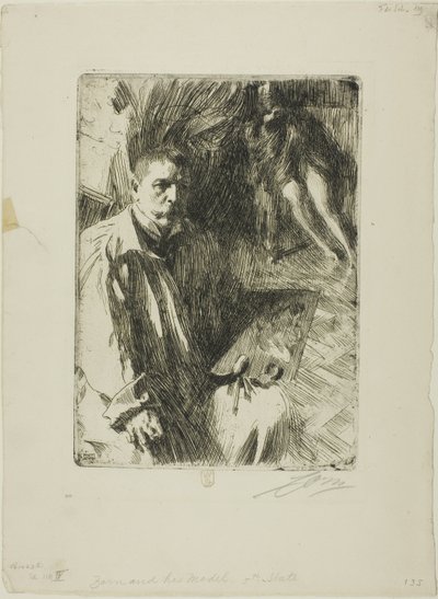 Autorretrato com Modelo II de Anders Leonard Zorn