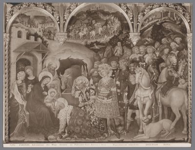 Reprodução fotográfica da pintura Adoração dos Magos de Gentile da Fabriano Firenze, Adorazione dei Magi (Gentile da Fabriano) Gall. Antica e Mod. (título no objeto) de Anderson (firma)