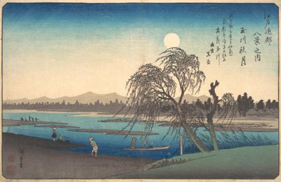 Lua de outono no rio Tama, ca. 1838., c. 1838. de Ando Hiroshige